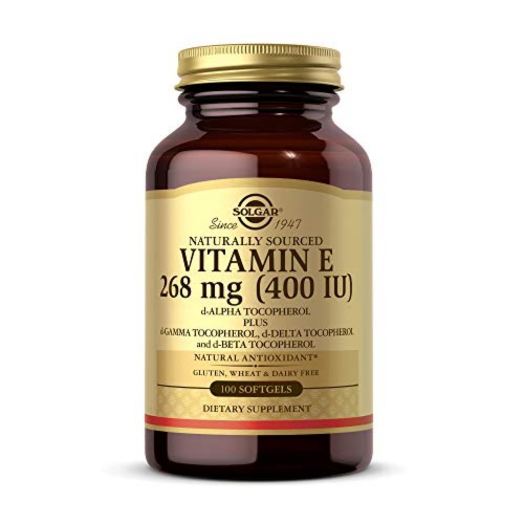 Solgar Vitamin E 268 MG (400 IU) (d-Alpha Tocopherol & Mixed Tocopherols), 100 Softgels - Supporta Immune System & Skin Nutrition - Natural Antioxidant - Gluten Free, Dairy Free - 100 Servings