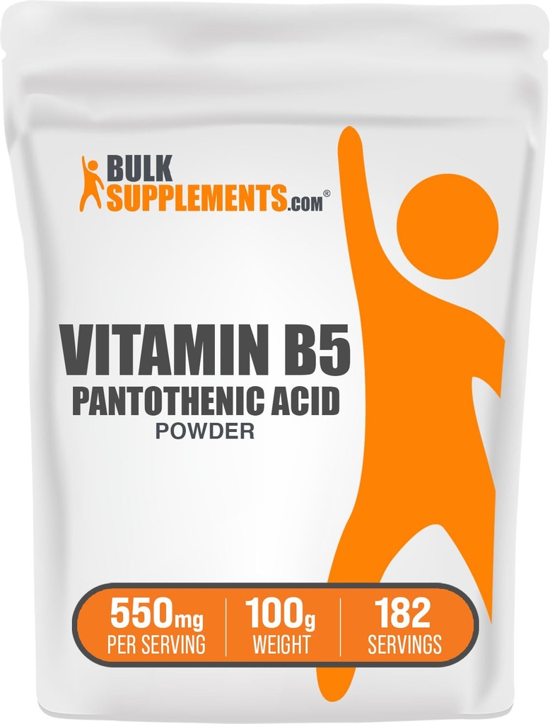BulkSupplements.com Vitamina B5 Polvere - come Pantothenate di calcio, B5 Vitamine - Gluten Free, 500mg di vitamina B5 acido pantotenico per porzione, 100g (3,5 oz) (Pack of 1)