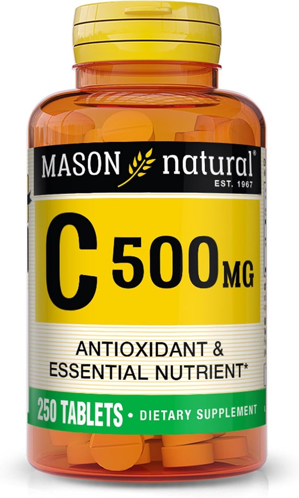 MASON NATURAL Vitamina C 500 mg - Supporta sistema immunitario sano, antiossidante ed essenziale nutriente, 250 compresse