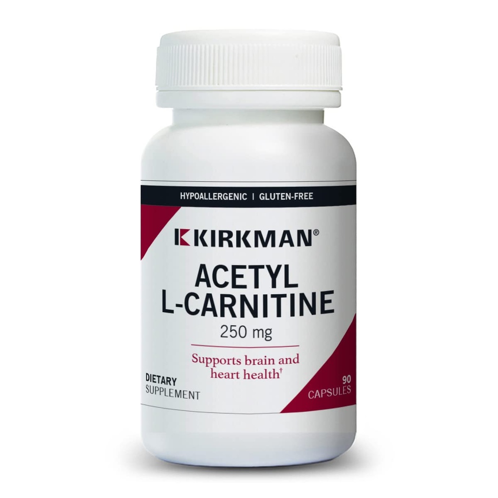 Kirkman - Acetyl L-Carnitina 250 mg - 90 capsule - Supporti produzione di energia cellulare controllata - soluzioni anallergiche