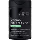 Ricerca sportiva Vegan Omega-3 con Vitamina D3 Softgels - 1020mg Omega-3 & 5000iu D3 Supplemento - Olio di pesce alternativa con Vitamina D Plant-Based Support from Algae Oil - 60 Veggie Softgels per adulti
