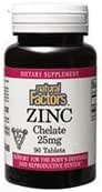 Fattori naturali - Zinc Chelate 25mg, Supporto per la pelle sana e funzione immunitaria, 90 compresse