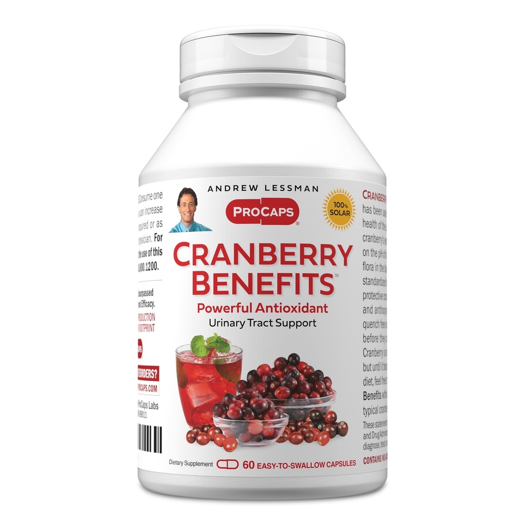 ANDREW LESSMAN Cranberry Benefits - 60 capsule - Supporta la vescica, il rene e la salute del tratto urinario. Estratti standardizzati ad alta potenza di frutta di mirtillo, piccole capsule facili da ingoiare