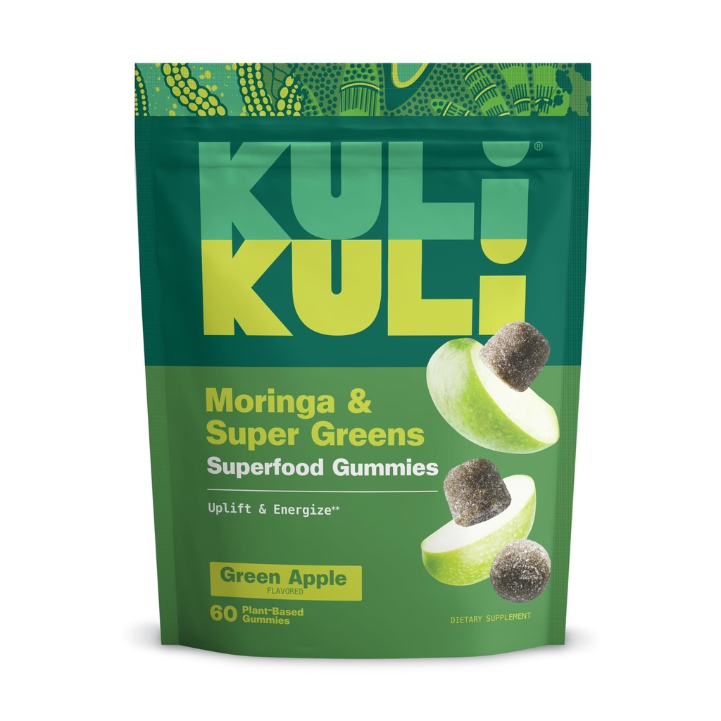 Kuli Kuli Super Energy Gummies - Integratori Energetici con Moringa, Caffeine-Free Natural Energy Booster - 60 Non OGM, Gluten-Free Moringa Gummies