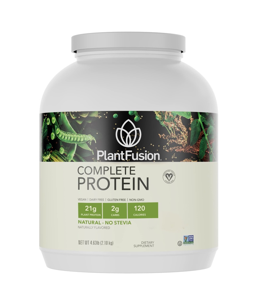 PlantFusion Polvere proteica vegana completa - Polvere proteica a base vegetale con BCAA, enzimi digestivi e proteine di Pea - Keto, senza glutine, senza dadi, senza zucchero, non OGM - Naturale- No Stevia 5 lb Bulk