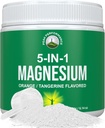 5 in-1 polvere di magnesio bere per le donne e gli uomini. glicinato di magnesio + citrato + malato + chelato + Taurate. Ottimo Tasting Vegan Supplemento per il rilassamento del muscolo, sonno, gomme. Aroma arancione