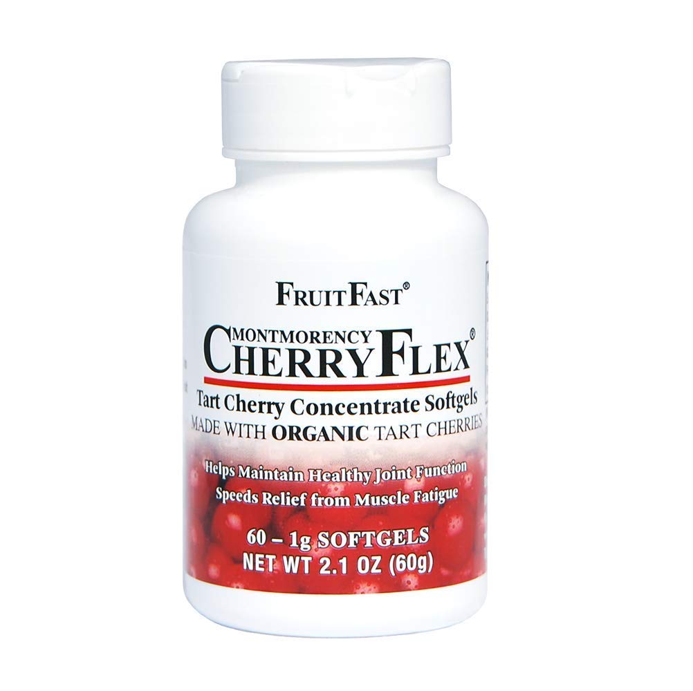 FruitFast CherryFlex 100% Red Tart Organic Cherry Concentrate Supplemento - Chewable Softgel - 60 Count - Non OGM e Gluten Free - promuove la funzione congiunta sana*