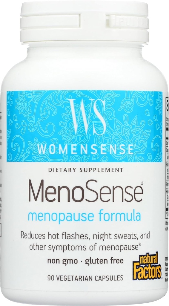 MenoSense femminile da fattori naturali, supplemento naturale per aiutare migliorare i sintomi di menopausa, vegano, non OGM, 90 capsule