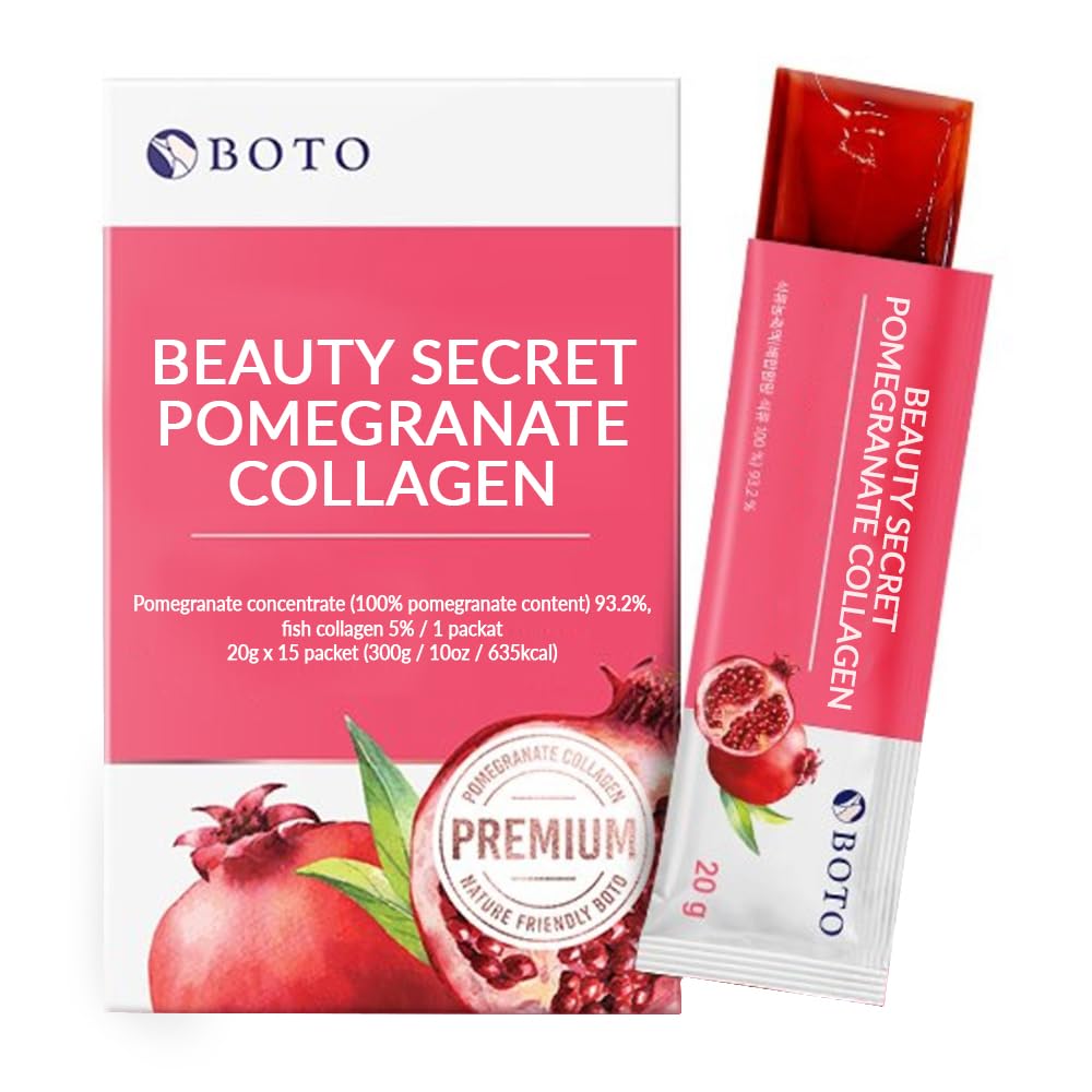 BOTO Beauty Secret Pomegranate Collagen 20g - Coreano Beauty Collagen Jelly Stick, basso collagene di pesce molecolare, melograno aromatizzato - Confezione da 15