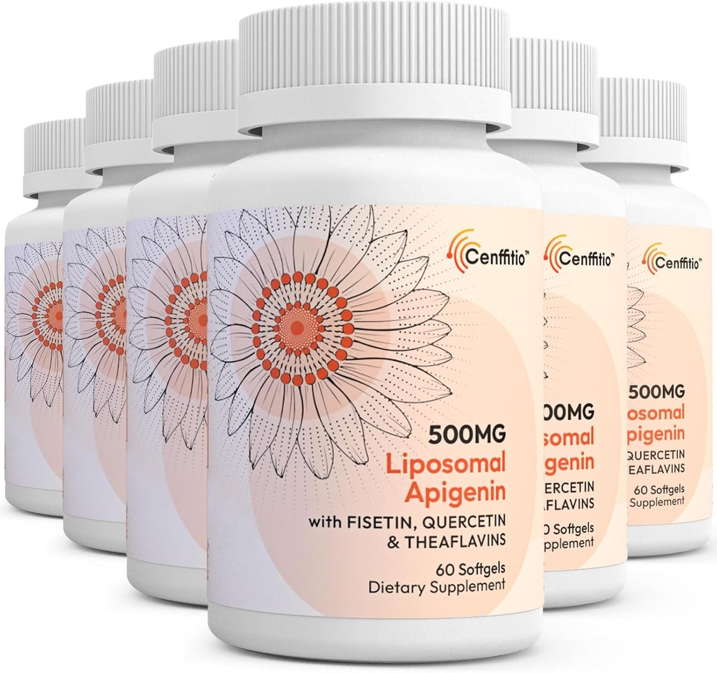 Liposomal apigenin 500mg Softgels - Optimal Apigenin Supplemento con Fisetin, Quercetin e Theaflavins - 12 mesi di fornitura