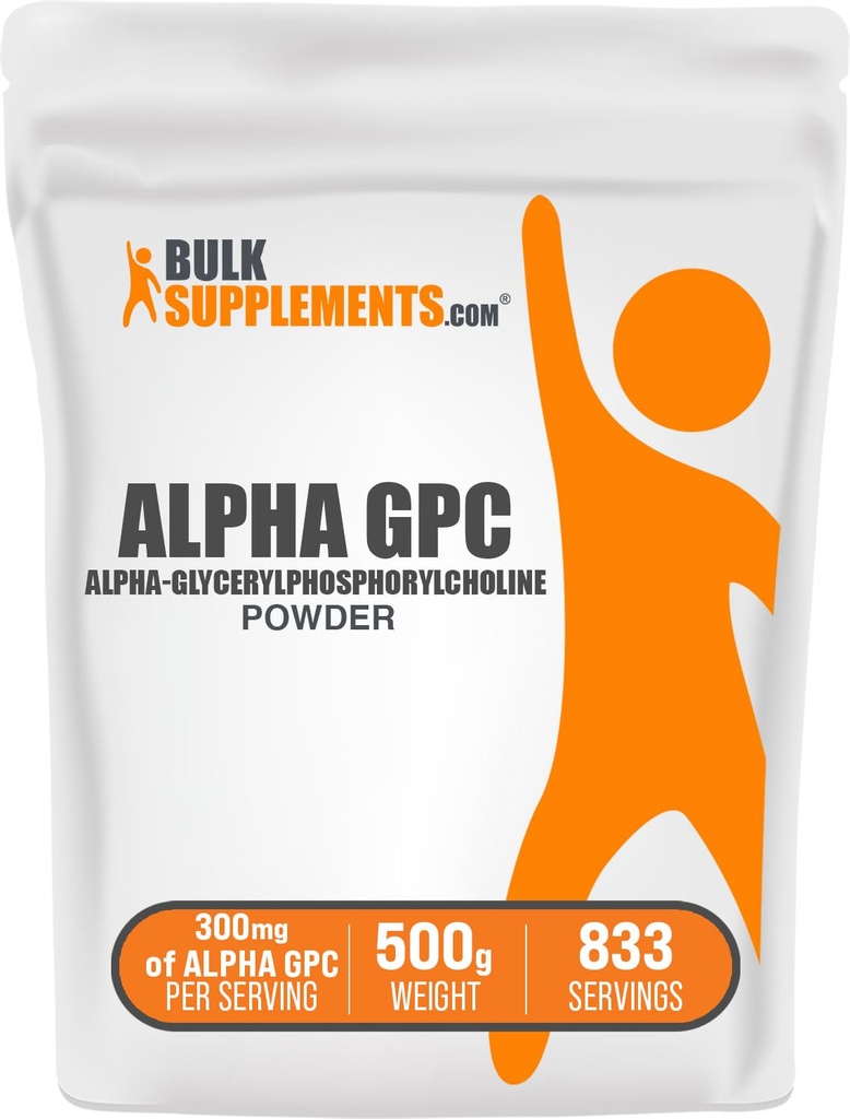 BulkSupplements.com Polvere alfa GPC - Supplementi colina, Alfa GPC 300mg - Senza glutine e senza glutine, 600mg per porzione, 500g (1.1 lbs) (Pack of 1)