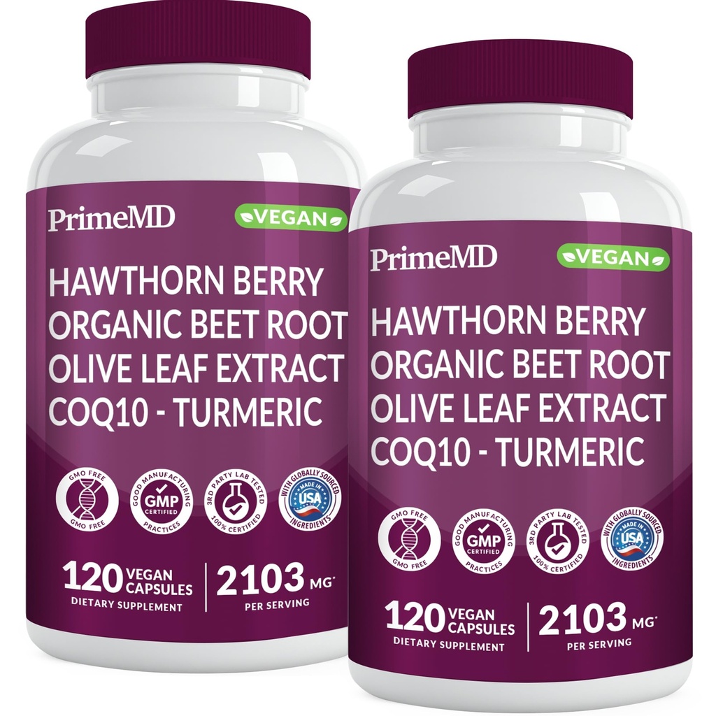 26-in-1 Nitric Oxide Supplemento - Cuore e Circolazione Supporto con CoQ10, Turmerico, Radice di barbabietola organica, Bacca di biancospino & Aglio - 2103mg per Serving (120ct, Confezione di 2)