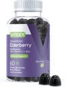 Viteey Sambucus Elderberry Gummies per adulti – Vitamina C di Elderberry e Gummie di Immunità di Zinco - Vegan, Gluten-Free – 60 Conte