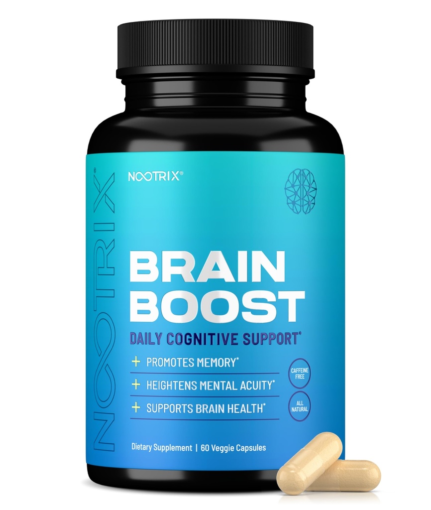 Nootrix Brain Boost Nootropic Supplemento | Supporta memoria, messa a fuoco mentale, salute cognitiva & energia | Promuove la funzione sana Mood & cervello | Ginkgo Biloba & DMAE | 60 capsule