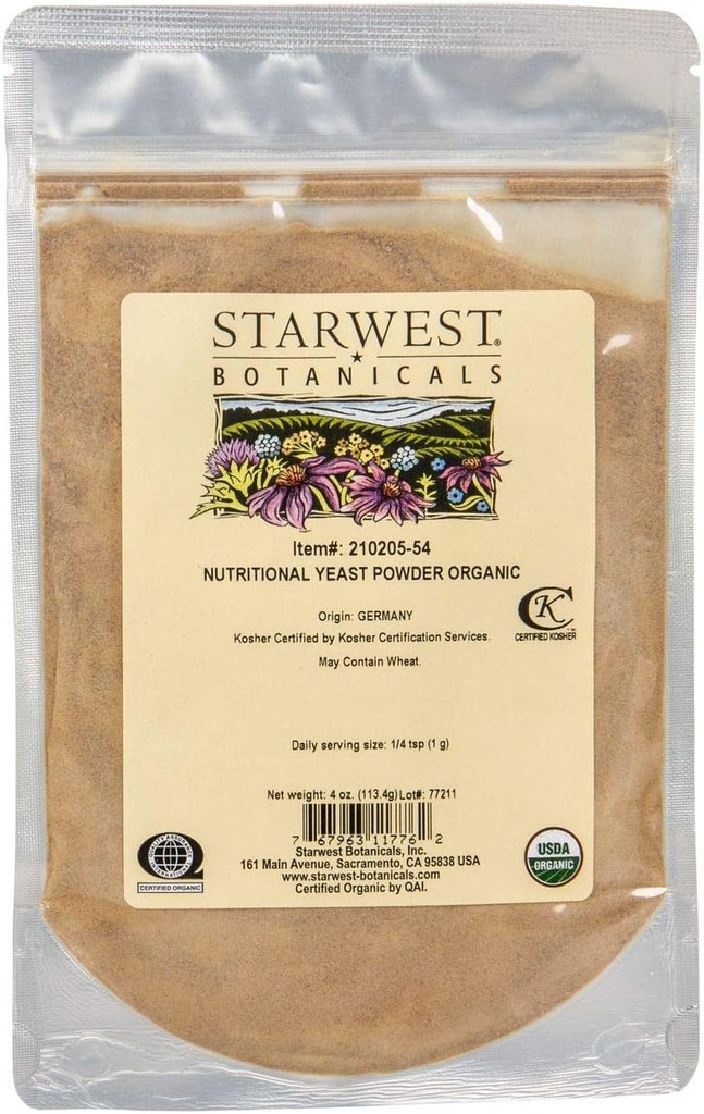 Polvere di lievito nutrizionale biologica - 4 oz