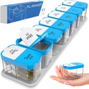 Extra Large Weekly Pill Organizer - XL Daily Pill Box - 7 giorni Am Pm Pill Case Jumbo Pill Container per Supplementi Big Pill Holder Twice A Day Oversized (Blue/White)