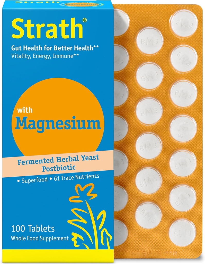 Strath with Magnesium Herbal Yeast Postbiotic 100 Tablets | Supports Immune Function | Promuove il benessere | Non GMO | Gluten Free | Sugar Free | Vegan | Kosher