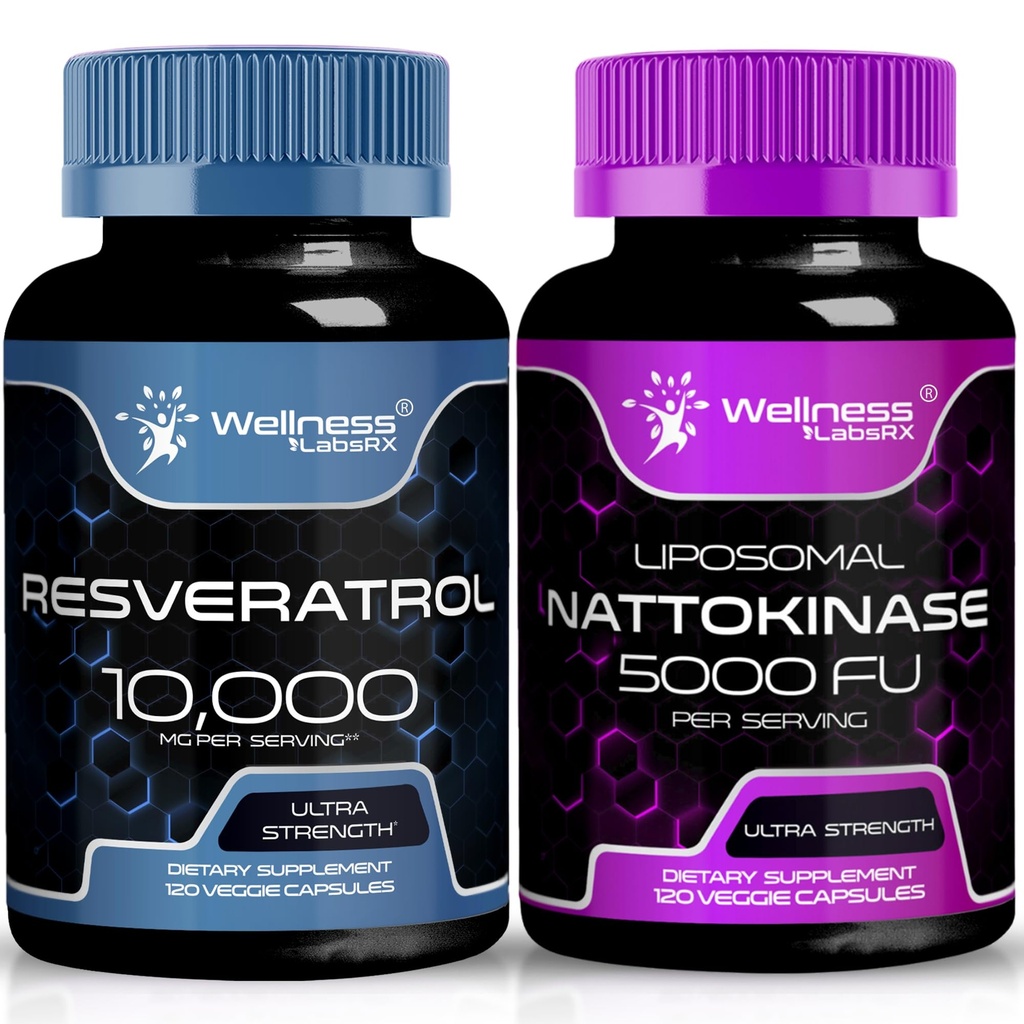 BENESSERE LABSRX Resveratrolo capsule 10000mg - Nattokinase Supplemento capsule - 5000 FU