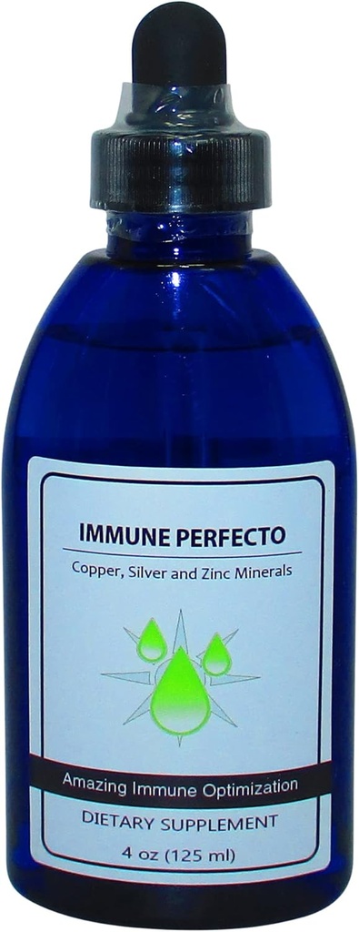 Immune Perfecto - Colloidal Silver 3000 PPM, Rame e Zinc 2000 PPM | Supplemento di supporto Immune Minerale Particella Trace Atomic - 4 oz.