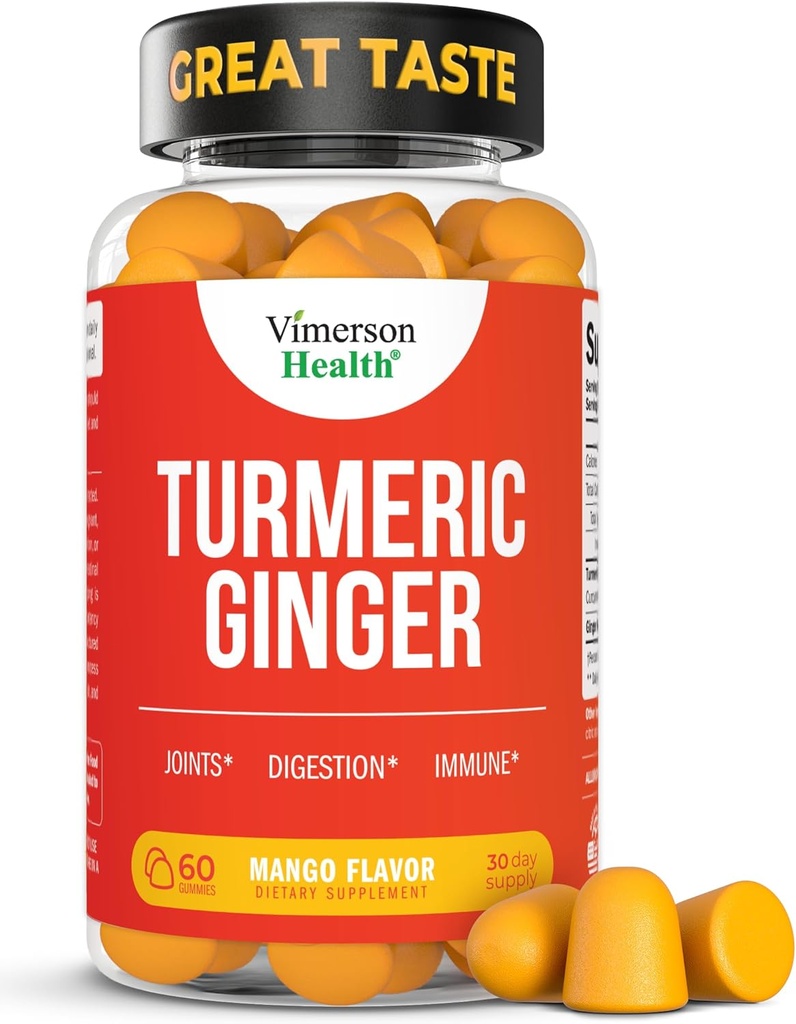 Supplemento curcuma - Curcumina C3 Complesso + radice di zenzero per Gut & Joint Health - Curcuminoide curcuma naturale supplemento 95% Curcuminoidi. Contiene 260mg Estratto di Tumerico. 60 Mango Flavor Gummies Turchese