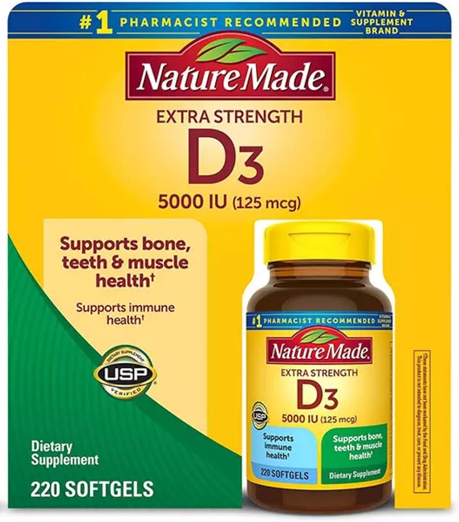 Vitamina D-3 5000IU 220 Conte Softgels