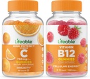 Vitamina C 750mg + Vitamina B12, Gummies Bundle - Grande Degustazione, Integratore di vitamina, Senza glutine, OGM Libero, Gomma masticabile