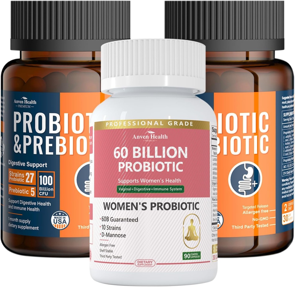 Bundle completo di Gut & Digestive Health per tutta la famiglia: 100 miliardi di probiotici + donne probiotici