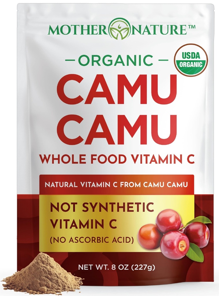Camu polvere organica vitamina C - 8 oz Bag 45 Servings - crudo Camu Camu Berry, naturale VIT C supplemento polvere per il supporto immunitario - Vegan, non OGM