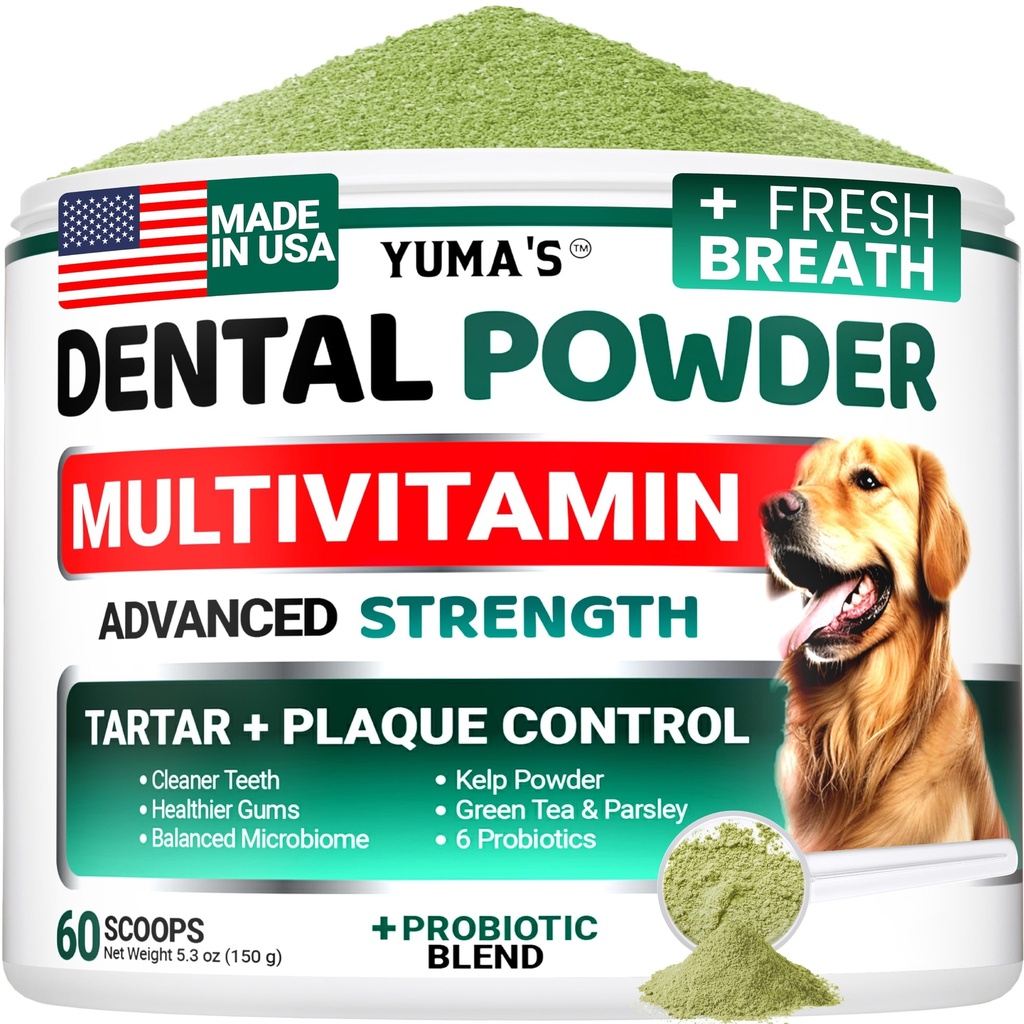 Polvere dentale avanzata del cane, addensante del respiro con Multivitamin, pulizia dei denti del cane, cattivo respiro e tartaro e placca Off Remover per cani Probiotici laboratorio co, cura orale animale - vitamine e integratori