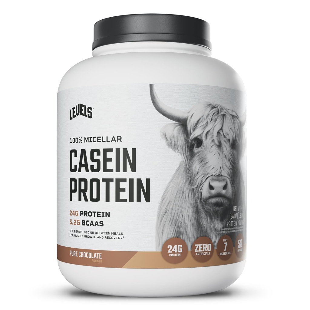 Livelli 100% Micellare Caseina Proteine, Ormone Libero, Cioccolato, 4LB