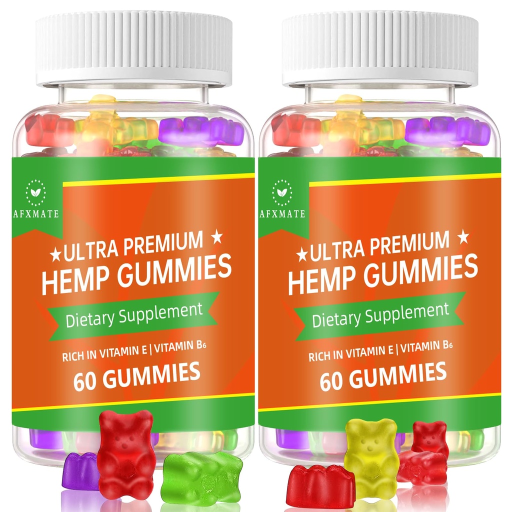 (2 Pack) Gummies canapa, fruttato commestibile pancia Advanced 100% naturale di alta potenza canapa Seed Extract Gummies - 120 Gummies