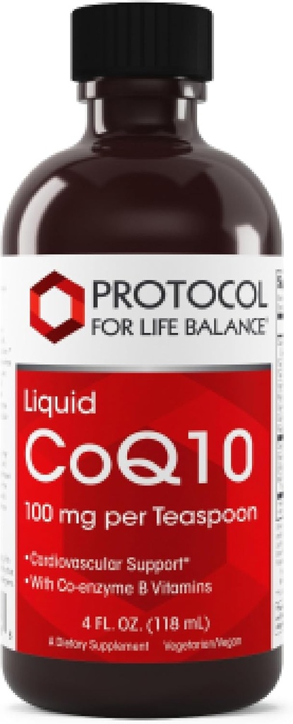 PROTOCOLLO PER LA VITA BALANCE Liquid CoQ10 - per la salute del cuore - Antiossidanti supplemento nutrizionale - con vitamina B6 & B12 - NAD & D-Ribose - Produzione energetica - 4 fl oz