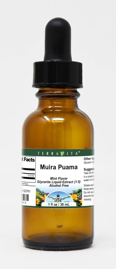 Terravita Muira Puama Glycerite Liquid Extract (1:5) - Mint Aromaed (1 oz, ZIN: 522761) - 3 Pack