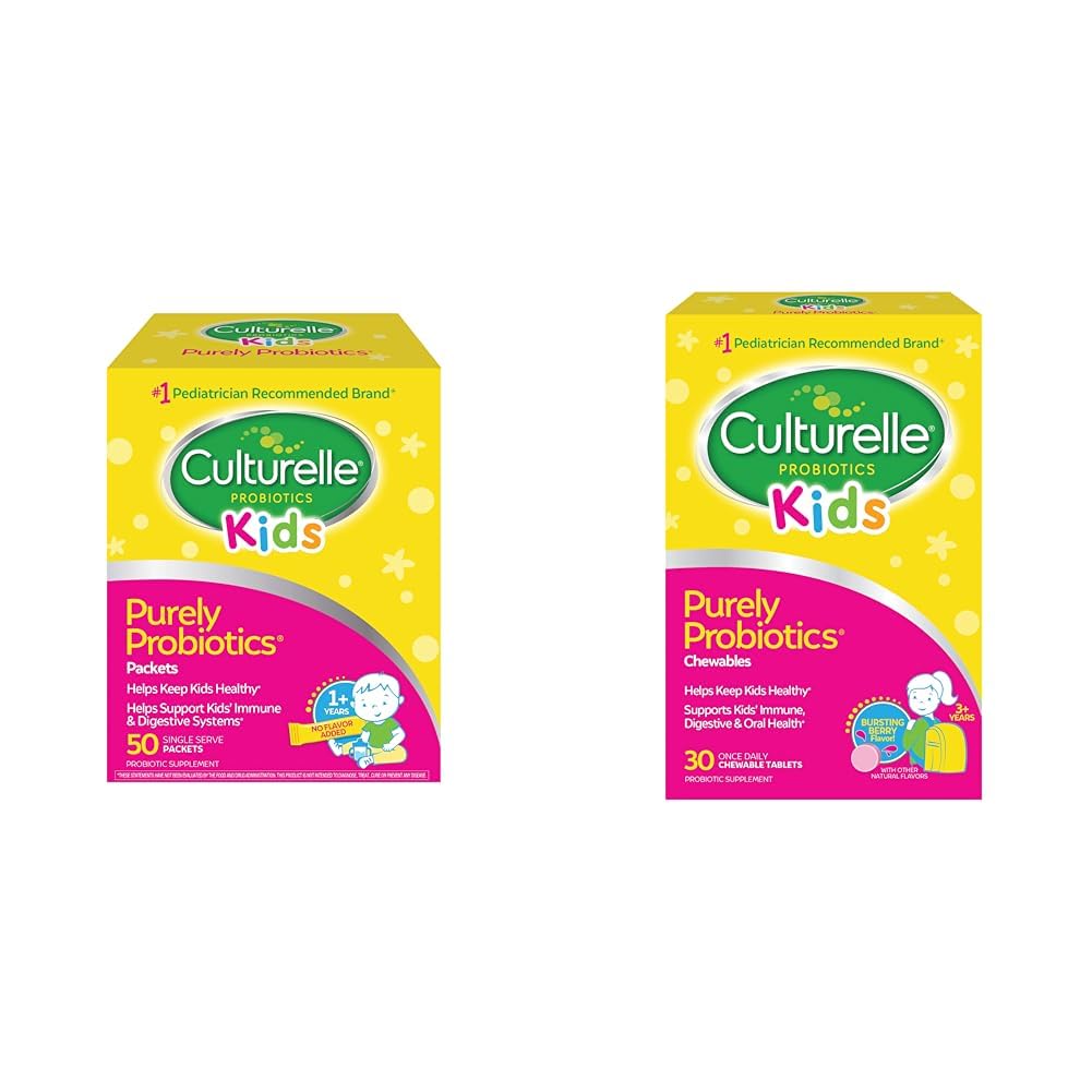 Culturelle Kids Purely Probiotics Packets Supplemento giornaliero & Kids Chewable Daily Probiotic per bambini