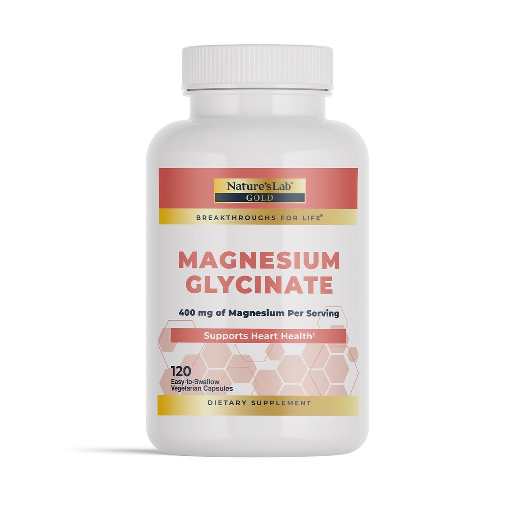 Glycinate 400mg - Supporta la salute cardiovascolare, il muscolo e la funzione Nerve* – 120 capsule (30 giorni di alimentazione)