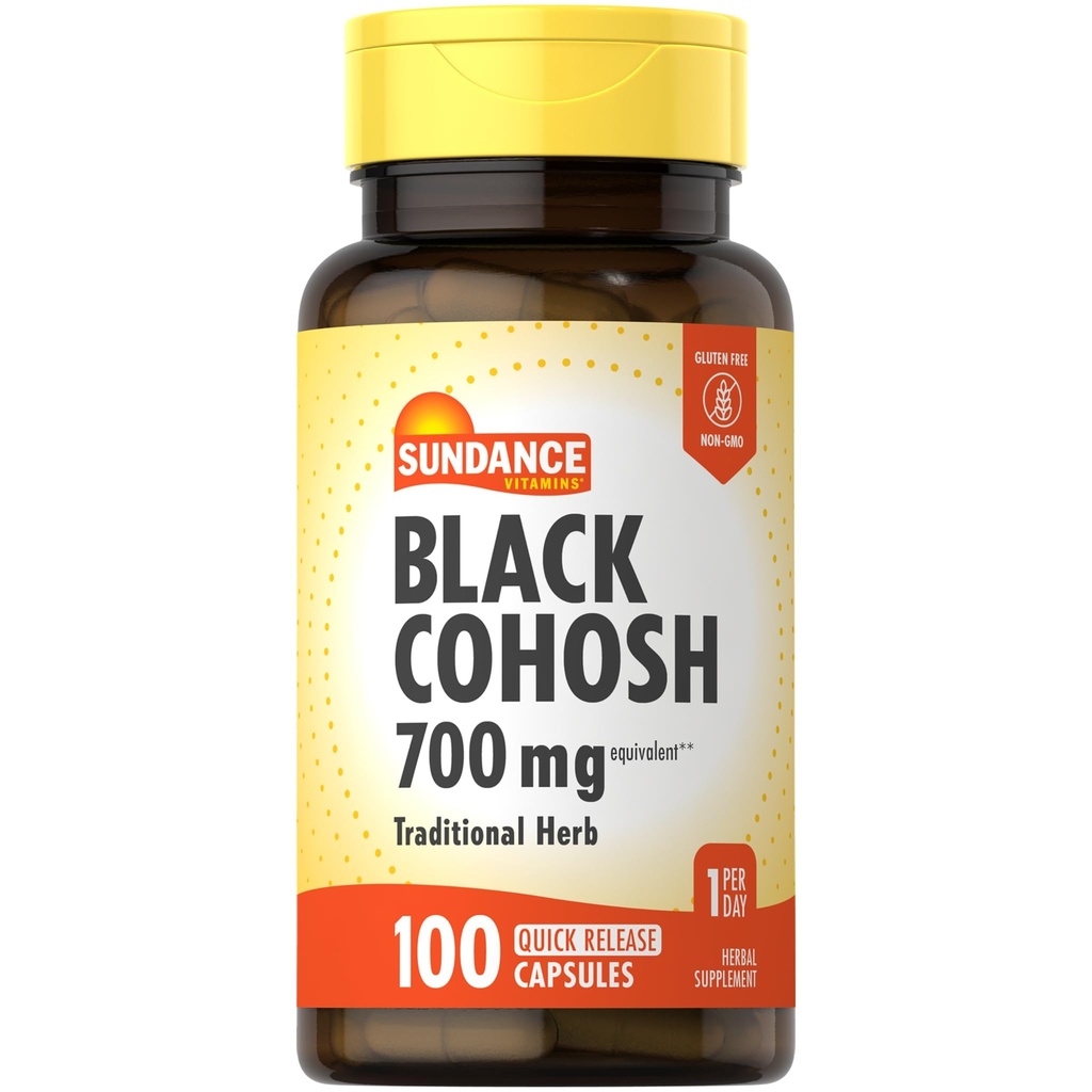 Sundance Black Cohosh 700mg | 100 capsule di rilascio rapido | Herb tradizionale | Non OGM e Gluten Supplemento gratuito