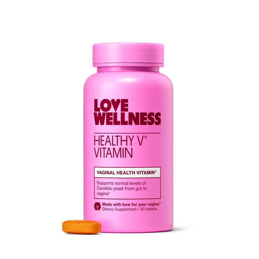 Love Wellness Healthy V Vitamin | Integratore di salute vaginale femminile | pH Balance, Gut Health & Immune Support Supplemento | Balance di Candida Yeast with Turmeric, Garlic & Coconut Oil | 30 Count