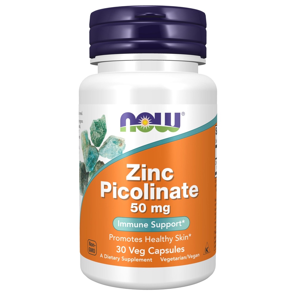 NOW Integratori alimentari, Zinc Picolinate 50 mg, Supporta funzioni enzime*, Supporto immunitario*, 30 capsule di Veg