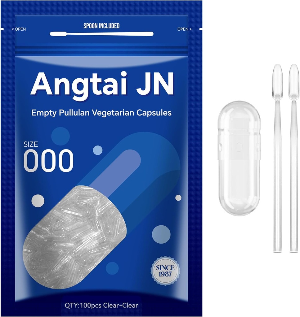 Capsule Vuoti Dimensioni 000 - Capsule Vegan Fillable Clear (100 Conte) Dimensioni 000 Capsule Empty Pullulan con due Micro Lab Spoons,- Capsule vegetali Capsetti Vuoti per fai da te I tuoi integratori