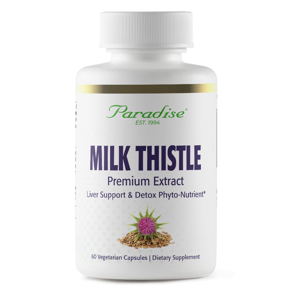 Paradise Herbs Latte Thistle, Active Whole Spectrum Extract, Vegan, Non OGM, Gluten Free, 60 capsule vegetariane