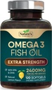 Omega 3 Fish Oil Supplement 2400 mg - Tripla resistenza EPA & DHA Fish Oil Omega 3, acidi grassi essenziali Supplemento Softgels, Brain & Heart Health Support Supplements, Gluten Free Non-GMO, 120 Softgels