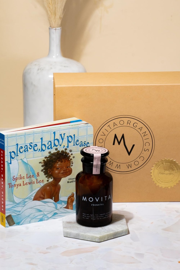 Regalo Prenatale Movita con Bottiglia Prenatale di Vitamina e "Per favore, Baby, Please" Libro, per la mamma sana e il bambino - Durante la gravidanza e l'allattamento al seno - Fermented Whole Foods, Vitamine