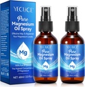 2Pack Pure Magnesium Oil Spray, 100% Natural Magnesium Spray - Organic Magnesium Body Spray - Topical Magnesium Spray in Vetro Bottiglia, Olio di Magnesio per Piedi, Migliora il recupero muscolare - 4 Fl.Oz