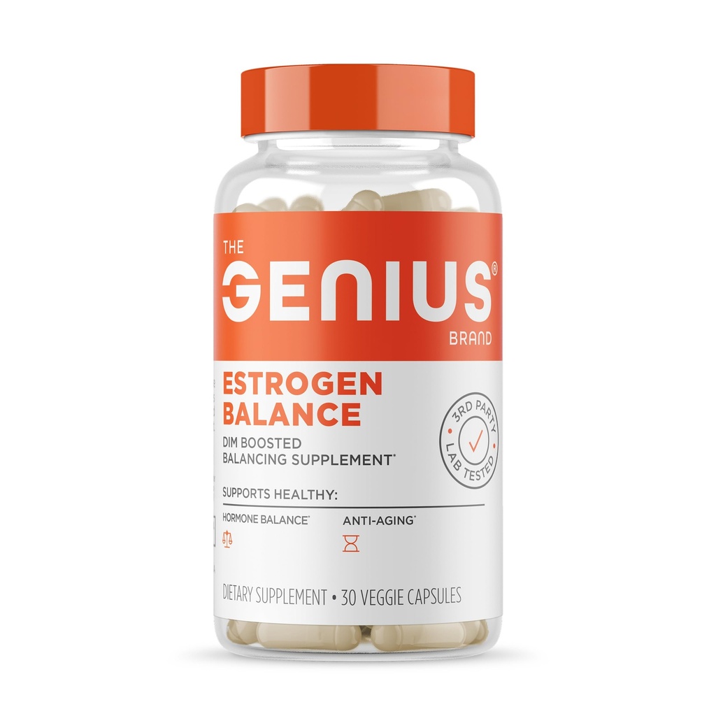 Equilibrio Genius, Supplemento Dim - Blocker per uomini e donne - ormoni, acne ormonale e menopausa - Inibitore di aromatasi con estratto di semi di uva & BioPerine - 30 capsule