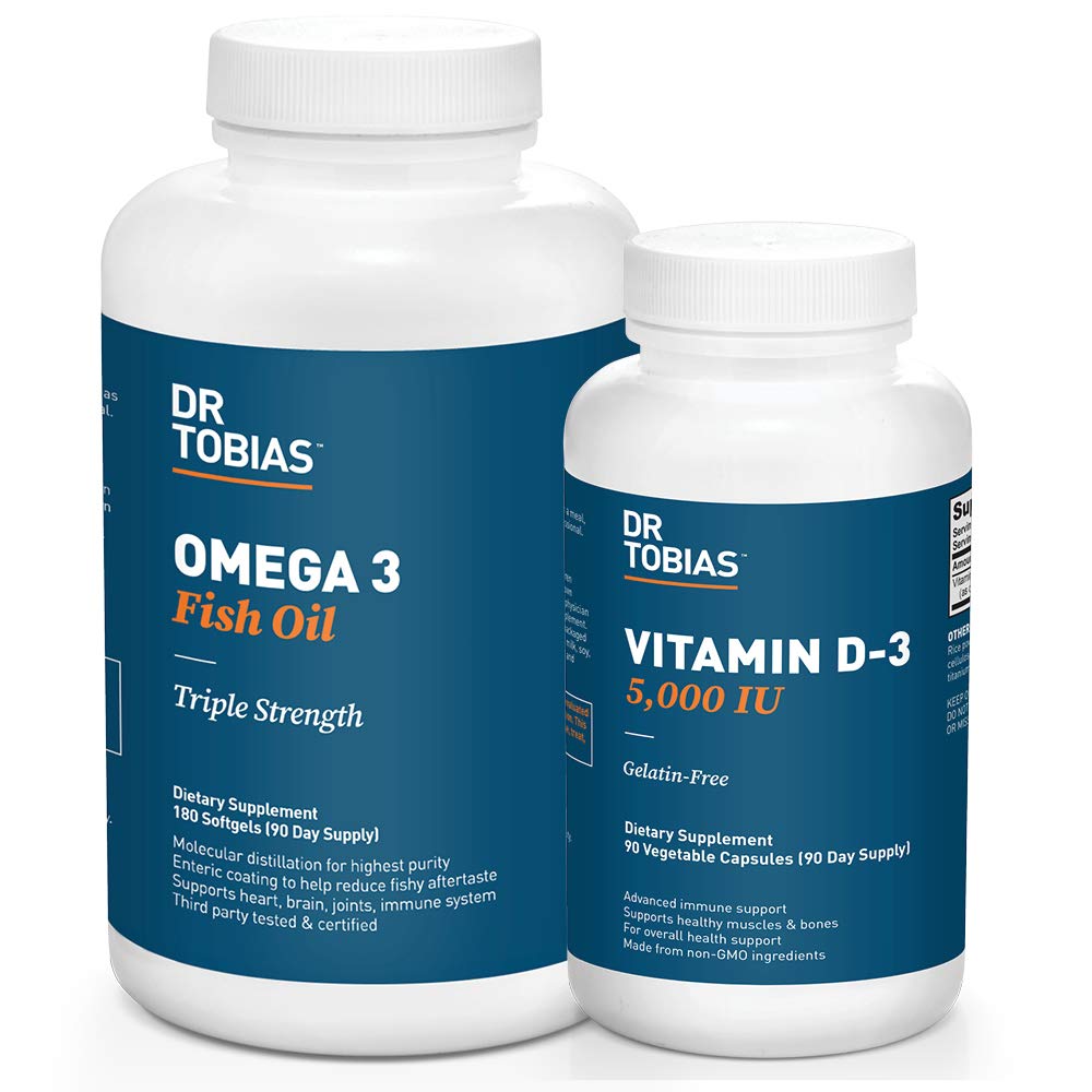 Dr. Tobias Omega 3 Fish Oil e Vitamina D-3 promuove la salute generale - 3 mesi di fornitura