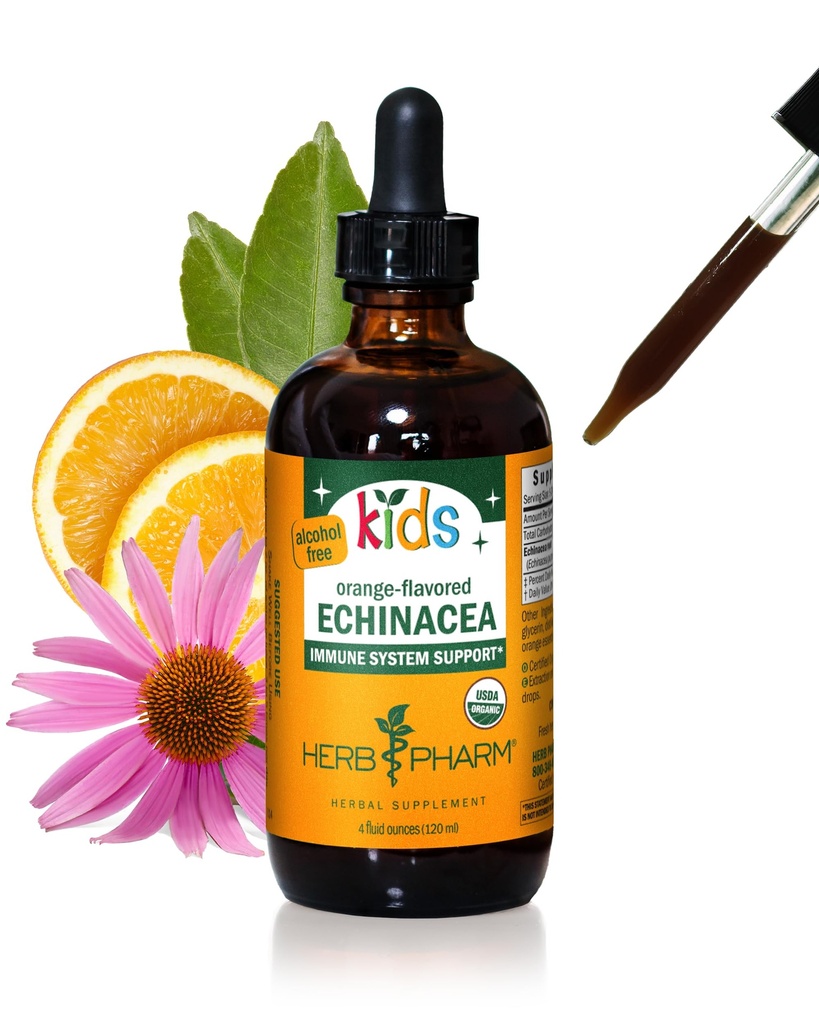 Herb Pharm Kids Certificato-Organico Alcol-Free Echinacea Glycerite Liquid Extract, 4 oz