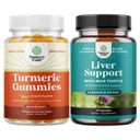 Bundle di curcumina curcuma curcumina Immune Supporto Gummies e fegato Cleanse Detox & Repair Formula - Supporto congiunto e cura avanzata della pelle - con il latte Thistle Dandelion Root Turmeric and Artichoke Extract