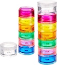 Deke Home - Organizzatore di pillole impilabili (2 Pack), 7 giorni a settimana Pill Box Tower con scomparti di serratura di torsione, BPA-Free, Supporto di Medicina di viaggio & Dispenser di vitamina, Compact & Portable Case, Rainbow Colored