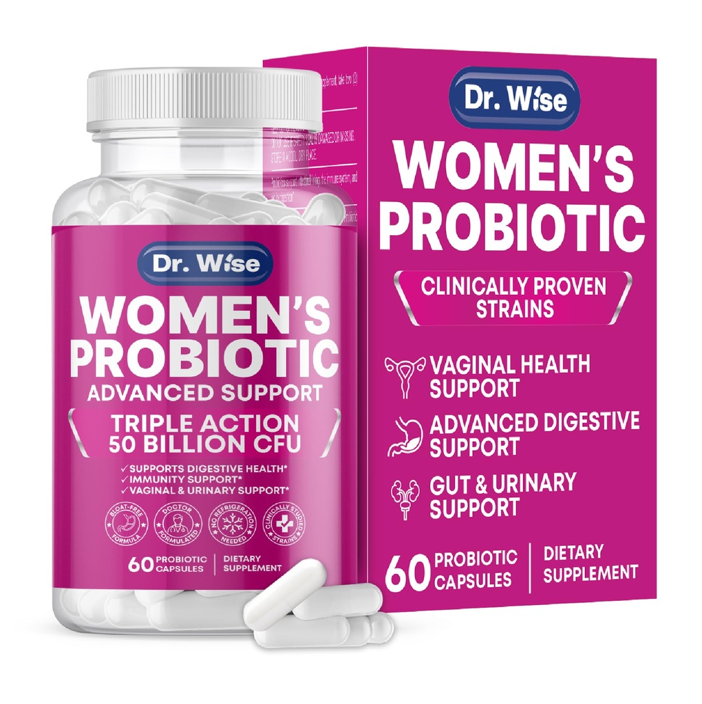Probiotico 50 miliardi di CFU – Supporta la digestione, Bloating Relief, Vaginal Odor & pH Balance – Urinary Tract & Gut Health – Clinically Researched Strains – Non-GMO, 60 capsule