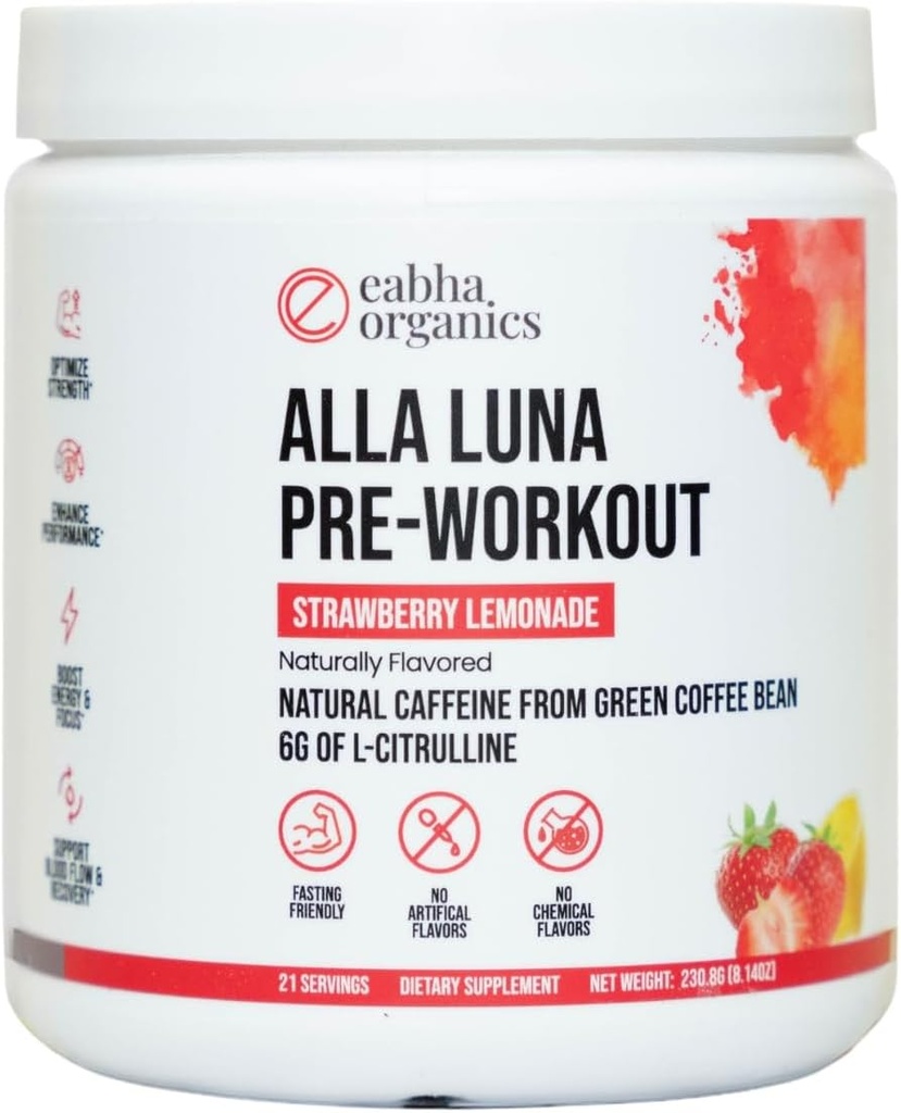 Alla Luna Pre-Workout - Limonata fragola - per sostenere energia, messa a fuoco e Stamina - Aumentare il flusso sanguigno per una pompa migliore - 21-Day Supply - 1 Scoop per porzione